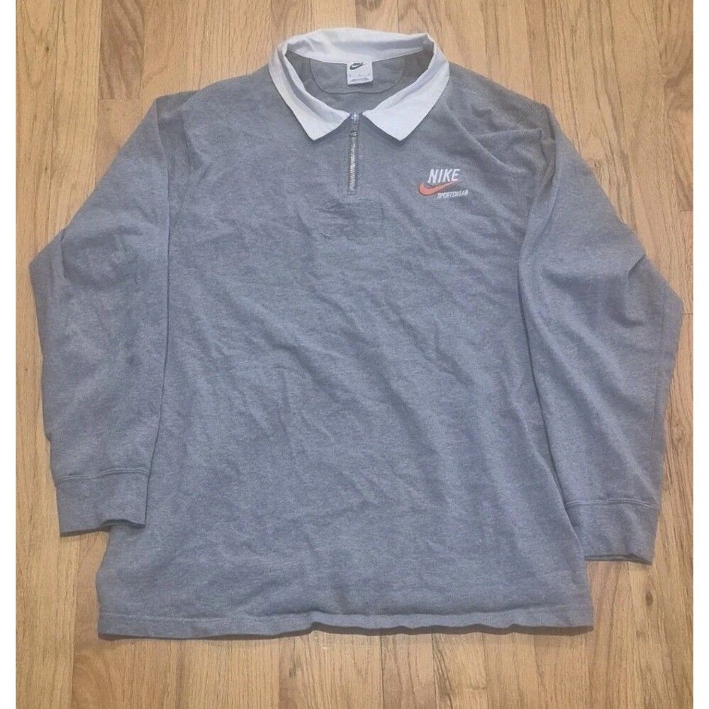 Nike Sportswear Rugby Polo Long Sleeve Quarter Zip Gray Men's Size XL